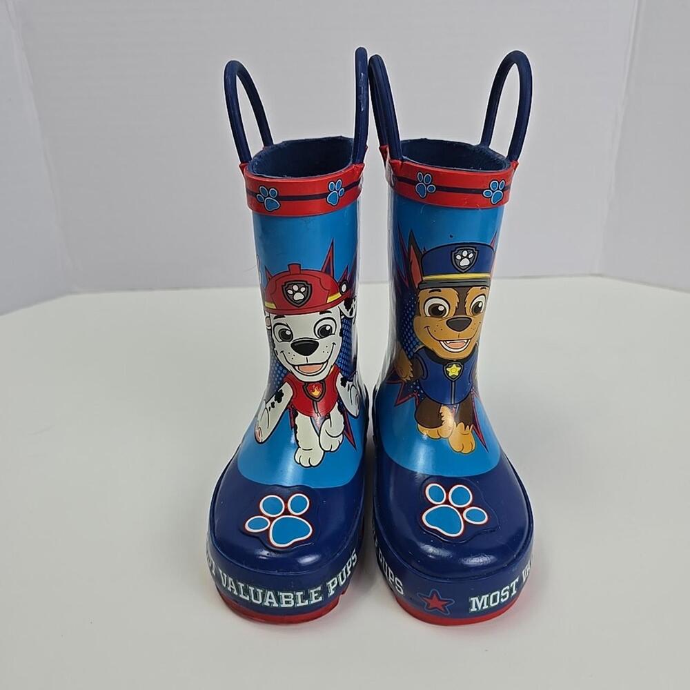 Paw Patrol Toddler Boys Rain Boots,blue,red,size 5-6, Good Used condition - Picture 5 of 9